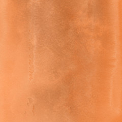 Orange with brown ink and watercolor textures on white paper background. Paint leaks and ombre effects. Hand painted abstract image.