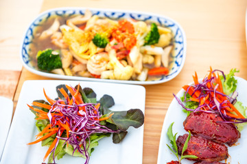 Grilled pork topped with sauce