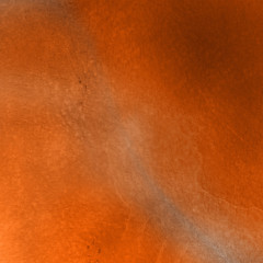 Orange with brown ink and watercolor textures on white paper background. Paint leaks and ombre effects. Hand painted abstract image.