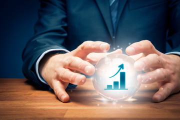 Business growth prediction concept with crystal ball
