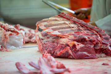 Beef in the butchery shop