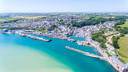 Naklejka na ściany i meble Aerial image of Padstow Cornwall