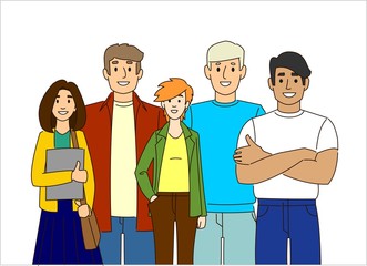 Fototapeta premium A group of young people. International team. Young professionals. Students.