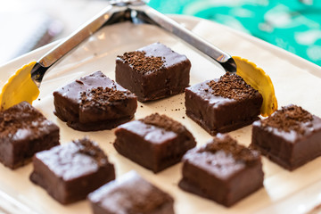 pieces of chocolate on plate