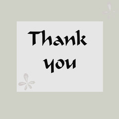 Thank you lettering design in gray color greeting card. Modern design.
