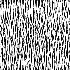 Animal abstract doodle monochrome seamless pattern. Tiger trendy vector background in hand drawn style.