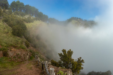 Fototapeta na wymiar Cloudy Moutains of El Hierro. Walkpath Jinama