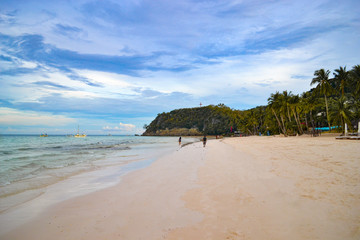 Fototapeta na wymiar White sand of Boracay Island Beach Resort, Philippines