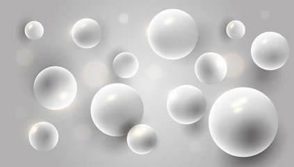white 3d spheres abstract background of pearls