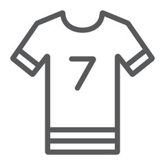 Soccer uniform line icon, sport and clothes, football tshirt sign, vector graphics, a linear pattern on a white background.