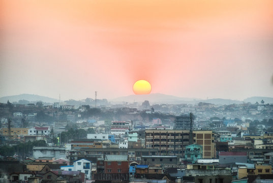 sunset looking over soweto.