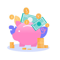 Piggy Bank Money Storage Financial Flat Banner