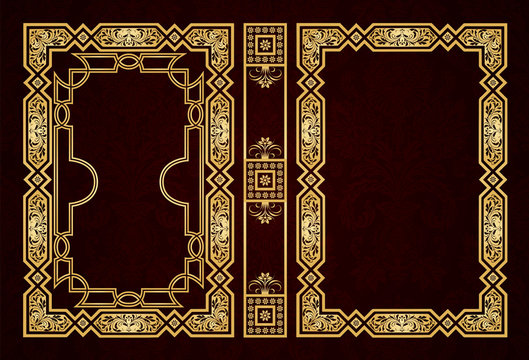 Vector classical book cover. Decorative vintage frame or border to be printed on the covers of books. Drawn by the standard size. Color can be changed in a few mouse clicks.