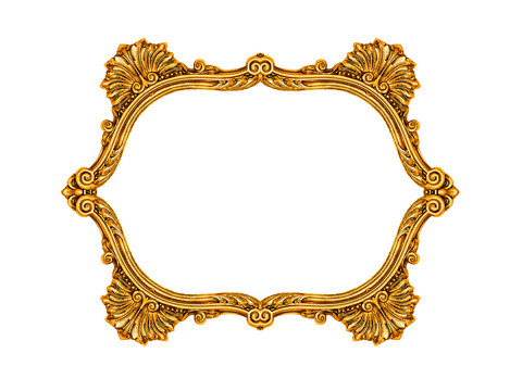 Gold vintage frame isolated on white, including clipping path