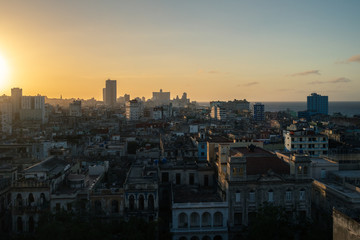 Sunset over the city of Havana, Cuba