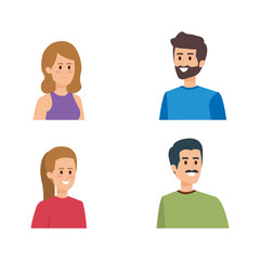 set girls and boys head with casual clothes