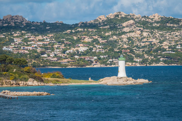 Sailing to the Maddalena Archipelago National Park, on the coast of Sardinia province of Sassari, ...