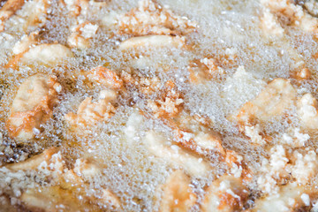 Fried banana, selective focus (detailed close-up shot)