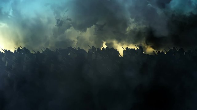 Full Armed Knights Going to a Battlefield