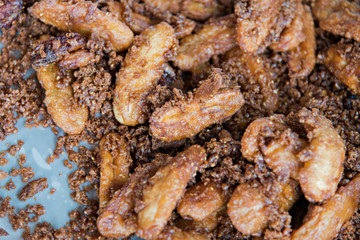 Fried banana, selective focus (detailed close-up shot)