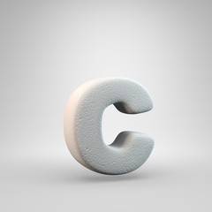 Volumetric construction foam lowercase letter C isolated on white background.
