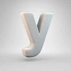 Volumetric construction foam lowercase letter Y isolated on white background.