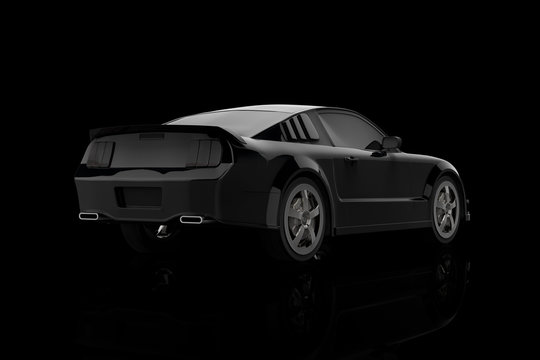 3D rendering of a sport car on a black background