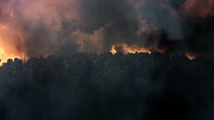 Soldiers Marching in a Battle Formation