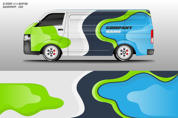 Van decal cargo and car wrap vector . Graphic abstract background livery 