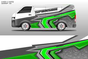 Van decal cargo and car wrap vector . Graphic abstract background livery 