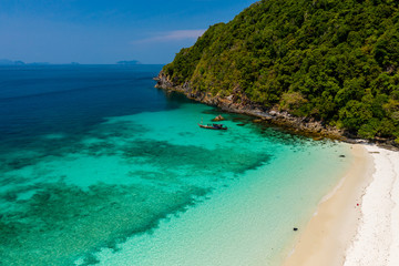 Fototapeta premium Aerial drone view of a deserted tropical island