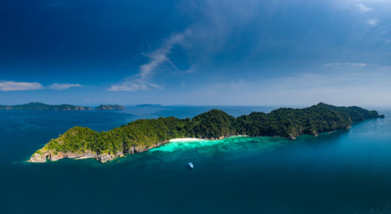 Aerial panorama of a small, beautiful tropical island (Mergui Archipelago)