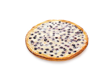 Sweet blueberry pie, cheese, milk, egg.