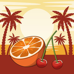 delcious fresh fruits cartoon