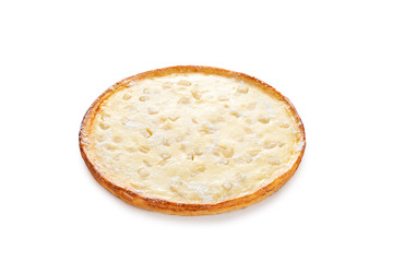 Pie with pineapple, cheese, milk, egg.