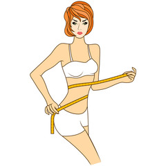 Woman with tape measure around body