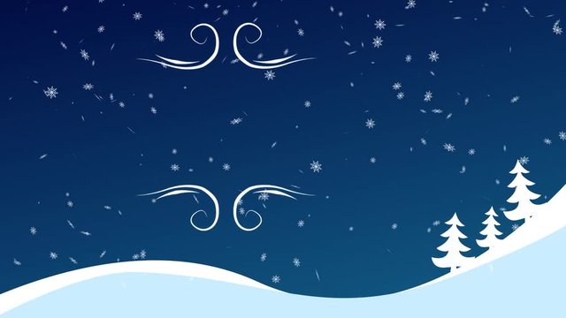 Abstract CGI motion graphics and animated background with falling snow in blue background