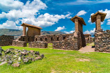 Ruins of the storehouses at Raqchi,  The Inca archaeological site
