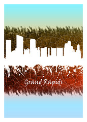Grand Rapids skyline Blue and White