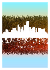 Jersey City skyline Blue and White