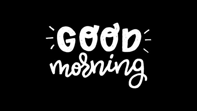 Animated lettering text Good Morning on transparent background. Motion graphic with inspirational inscription for starting new day in a perfect mood. Video of hand drawn welcoming phrase alpha channel