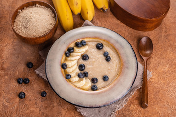 Amaranth porridge with butter.