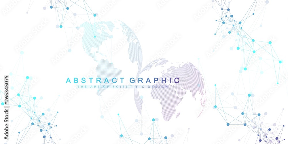 Poster geometric abstract background with connected line and dots. network and connection background for yo