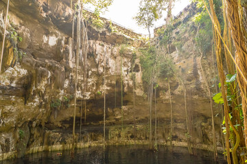 Cenote at San Lorenzo Oxman. Valladolid Cenotes. Yucatan Peninsula. Mexico