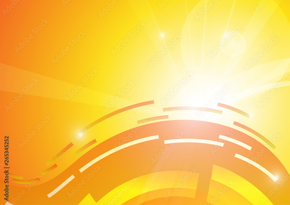 Poster vector : abstracr curve and squares on orange background