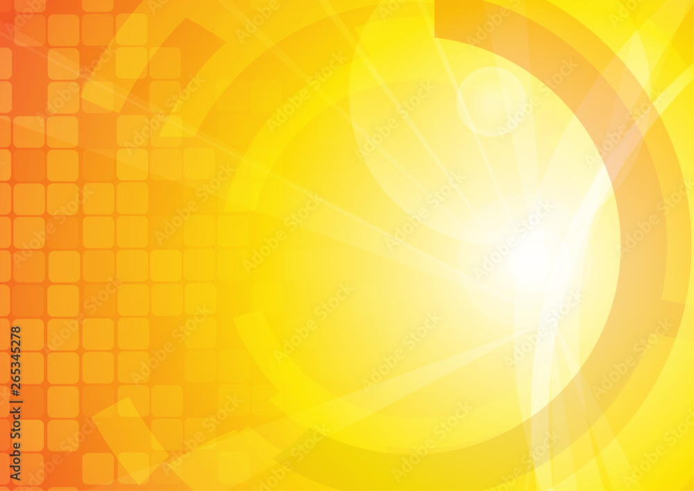 Poster vector : abstracr curve and squares on orange background