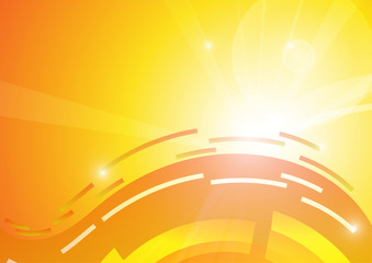 Vector : Abstracr curve and squares on orange background