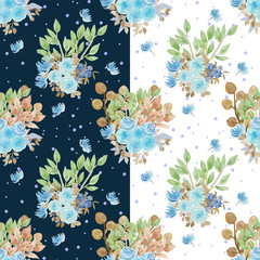 Obraz premium floral seamless pattern with gorgeous blue roses
