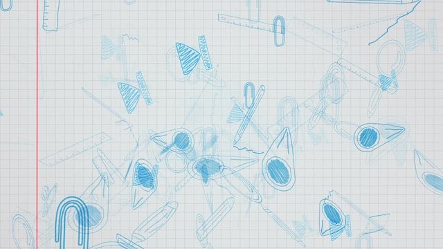 Exercise book with drawings by hand