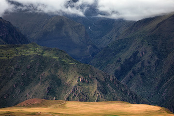 Fototapeta premium Mountain landscape with a river. Andes. Cusco. Peru, South America